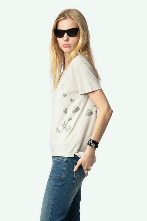 Marta Heart T-shirt Light Grey