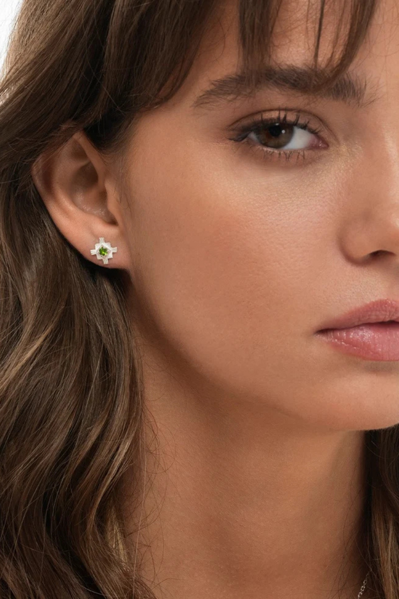 Inka Studs Silver - Chrome Diopside