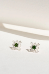 Inka Studs Silver - Chrome Diopside