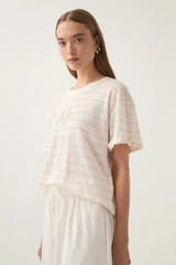 Softly Stripe Logo Tee Beige/Ivory