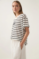 Perela Stripe Logo Tee Black/Ivory