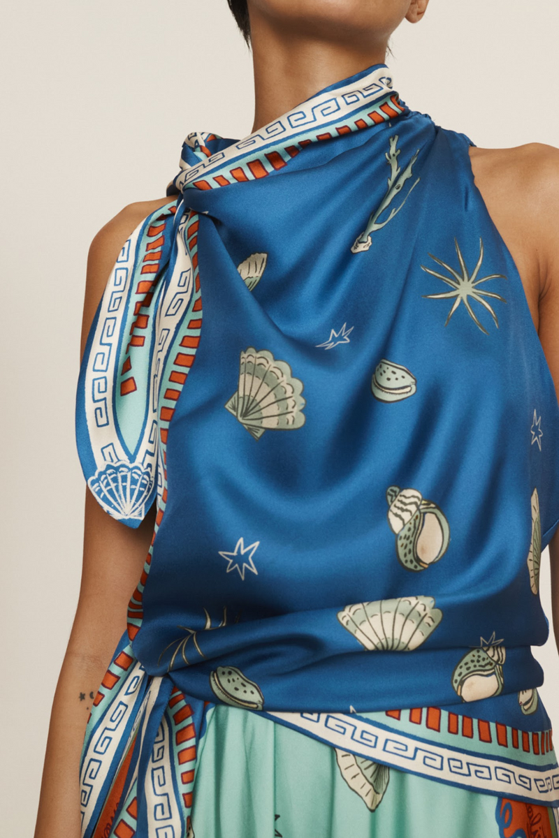 Surrealist Summer Scarf Midi Dress Multi