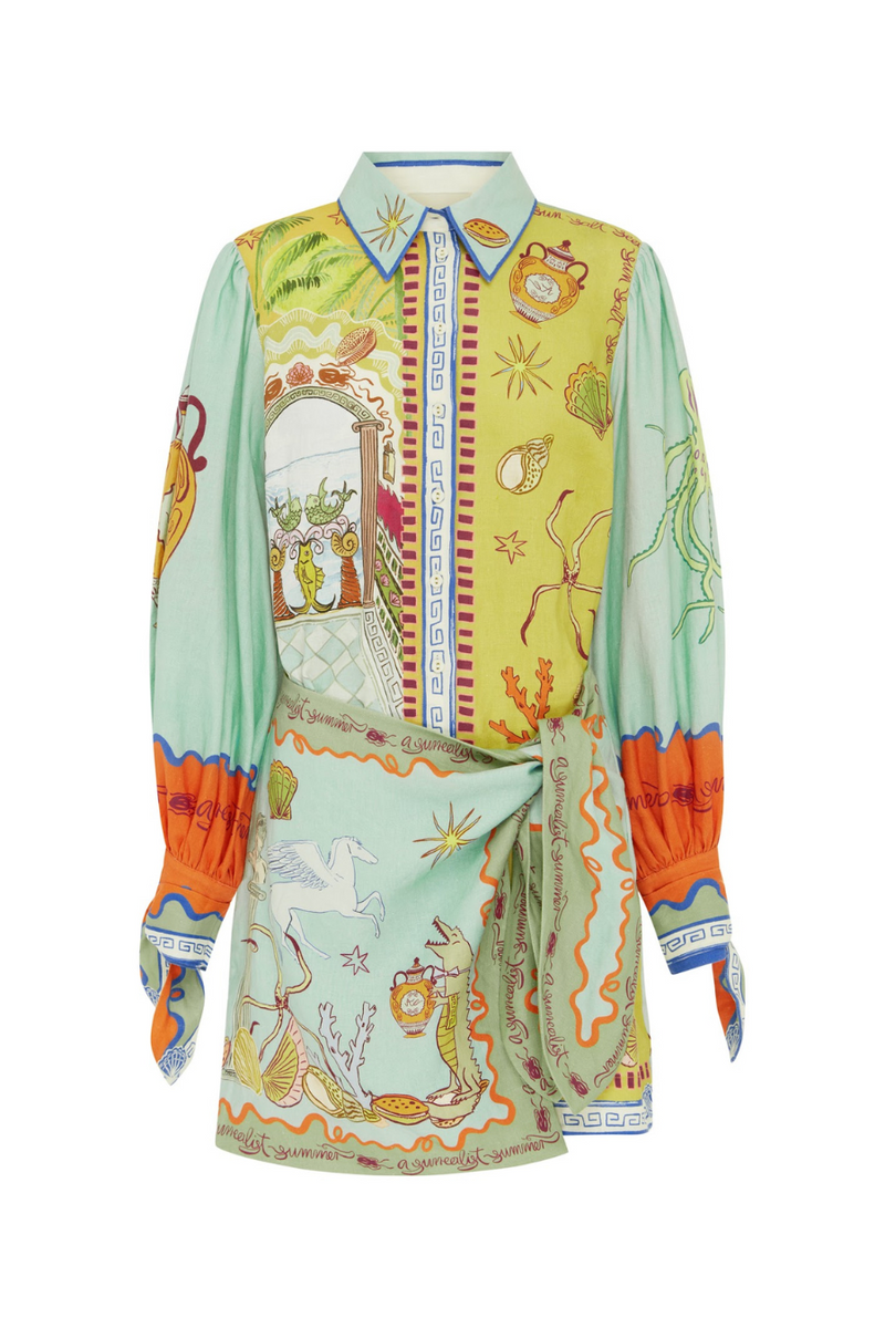 Surrealist Summer Mini Shirtdress