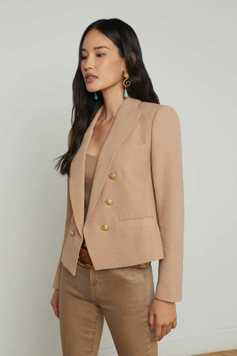 Brooke Open Front Blazer Cappuccino/Sketch Chain