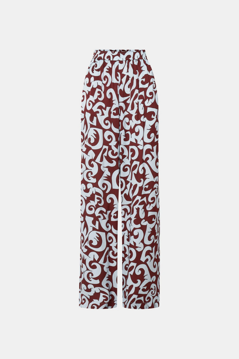 Medici Pant Red And Ice Blue Print