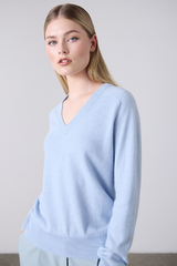 Amy Cashmere V-Neck Sky