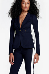 Patch Pocket Tux Stripe Blazer Deep Navy With Chalk