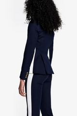 Patch Pocket Tux Stripe Blazer Deep Navy With Chalk