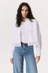 Beatrice Cropped Combo Shirt White