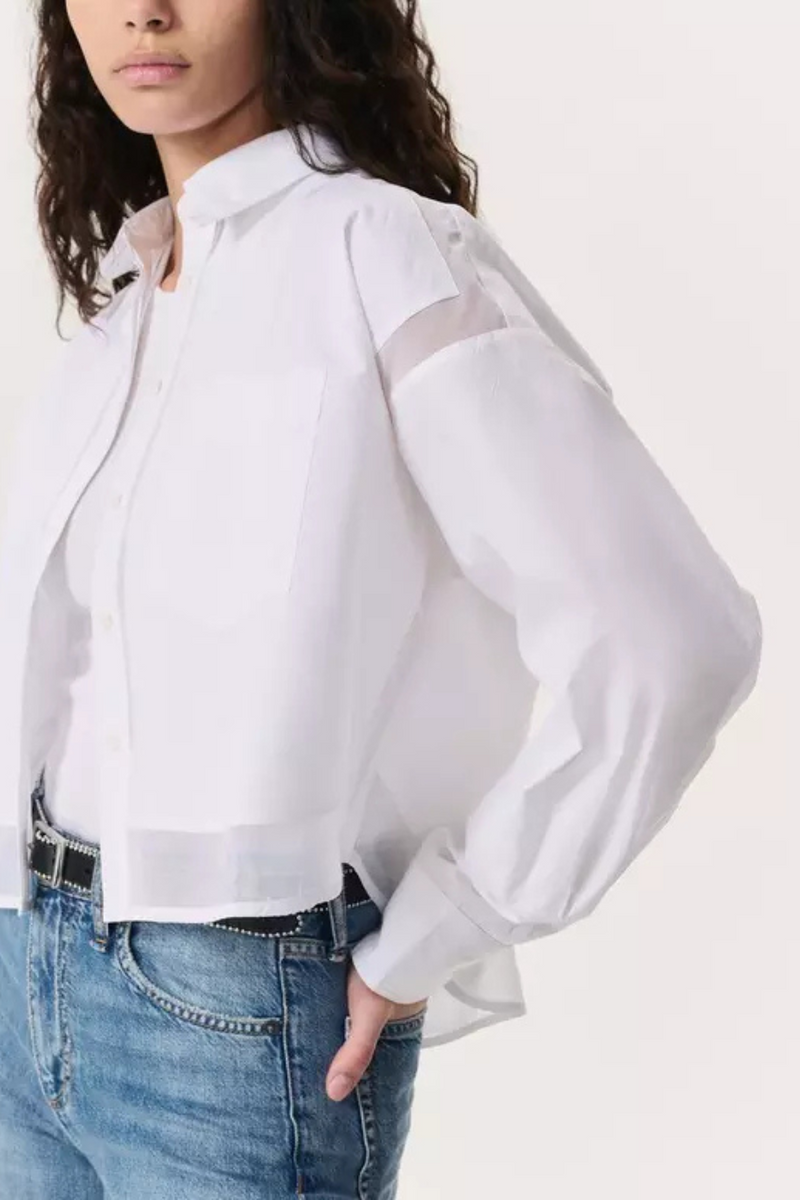 Beatrice Cropped Combo Shirt White