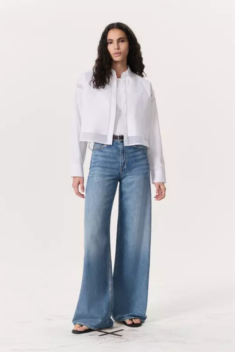 Beatrice Cropped Combo Shirt White