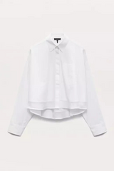 Beatrice Cropped Combo Shirt White