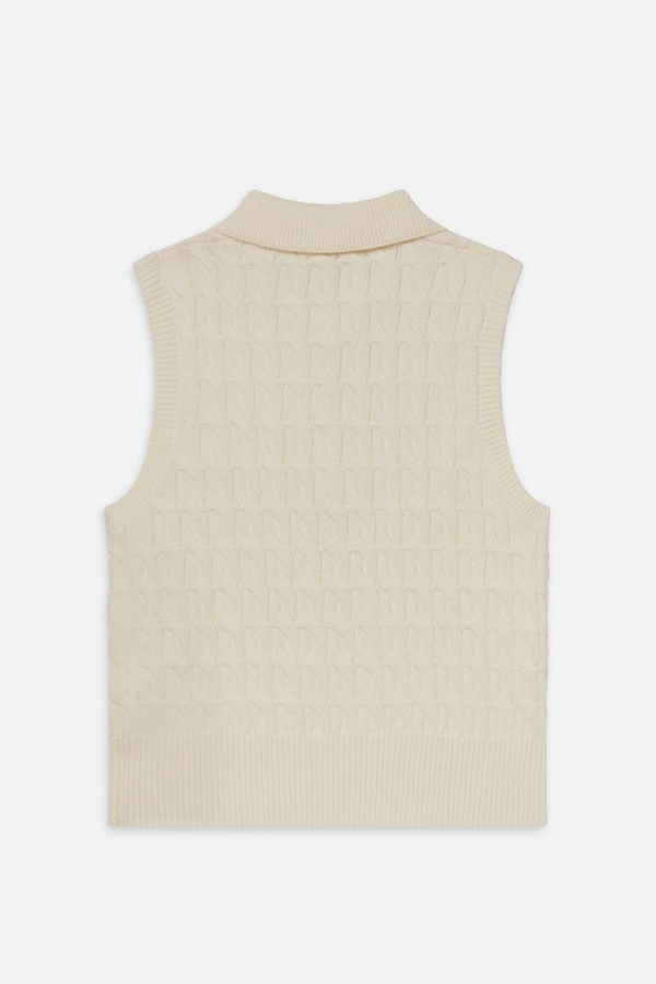 The Cable Polo Vest Cream