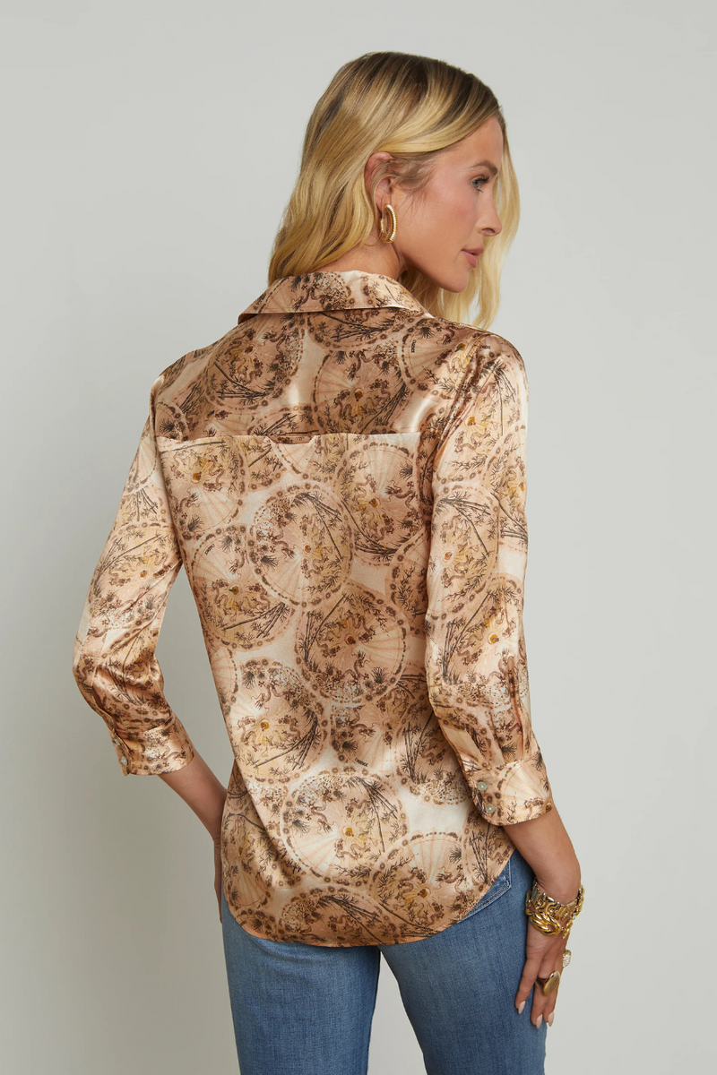 Dani Silk Blouse Vintage White Multi Parasol
