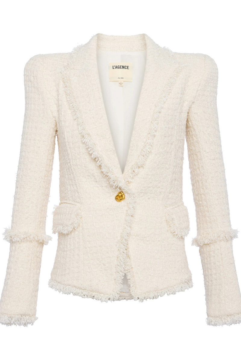 Kaisley Tweed Blazer Vintage White