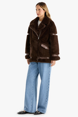 Clover Faux Fur Jacket Chocolate