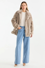 Clover Faux Fur Jacket Stone