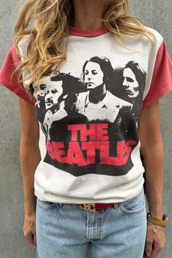 The Beatles Color Block Tee Off White/Vintage Red