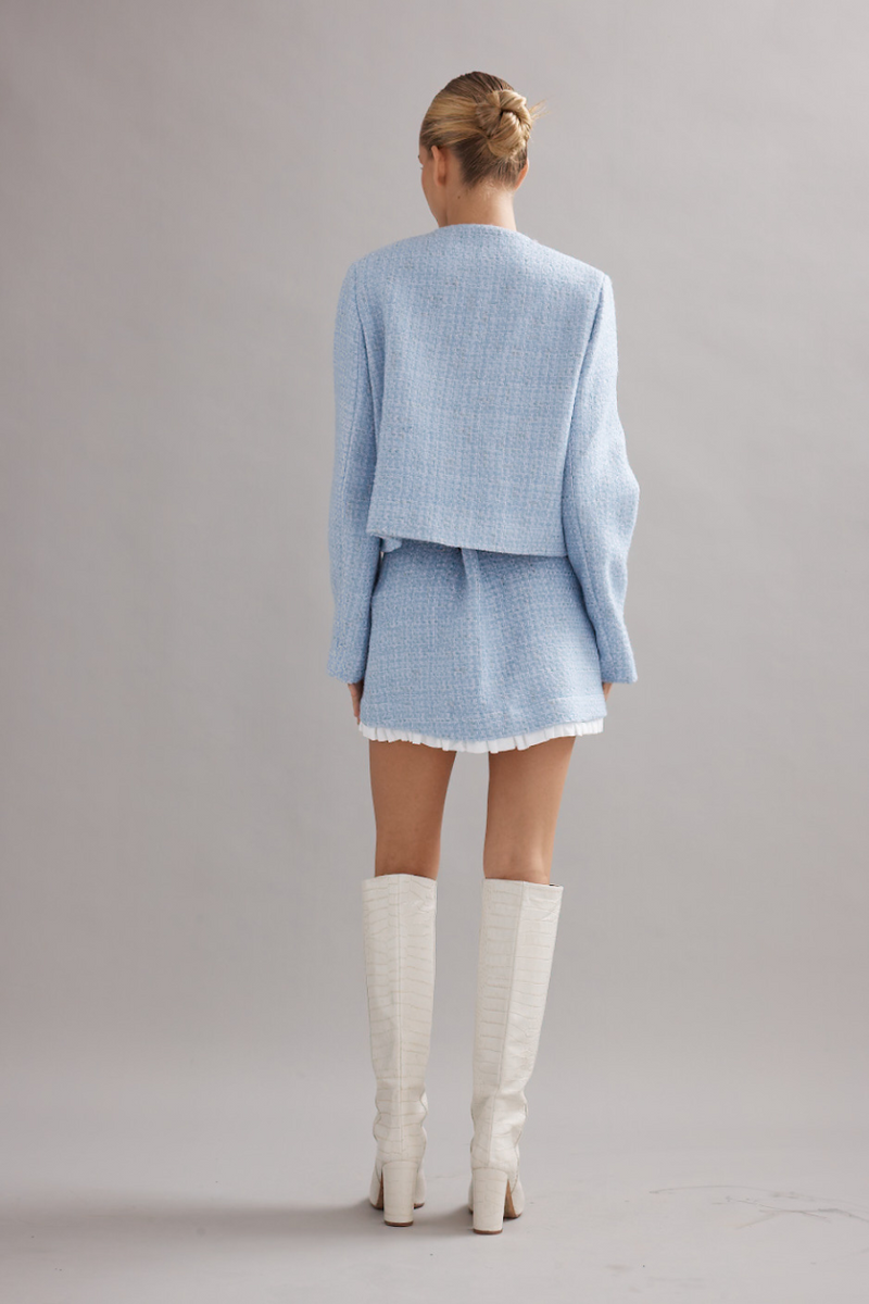 Frilly Birdy Skirt Blue Tweed