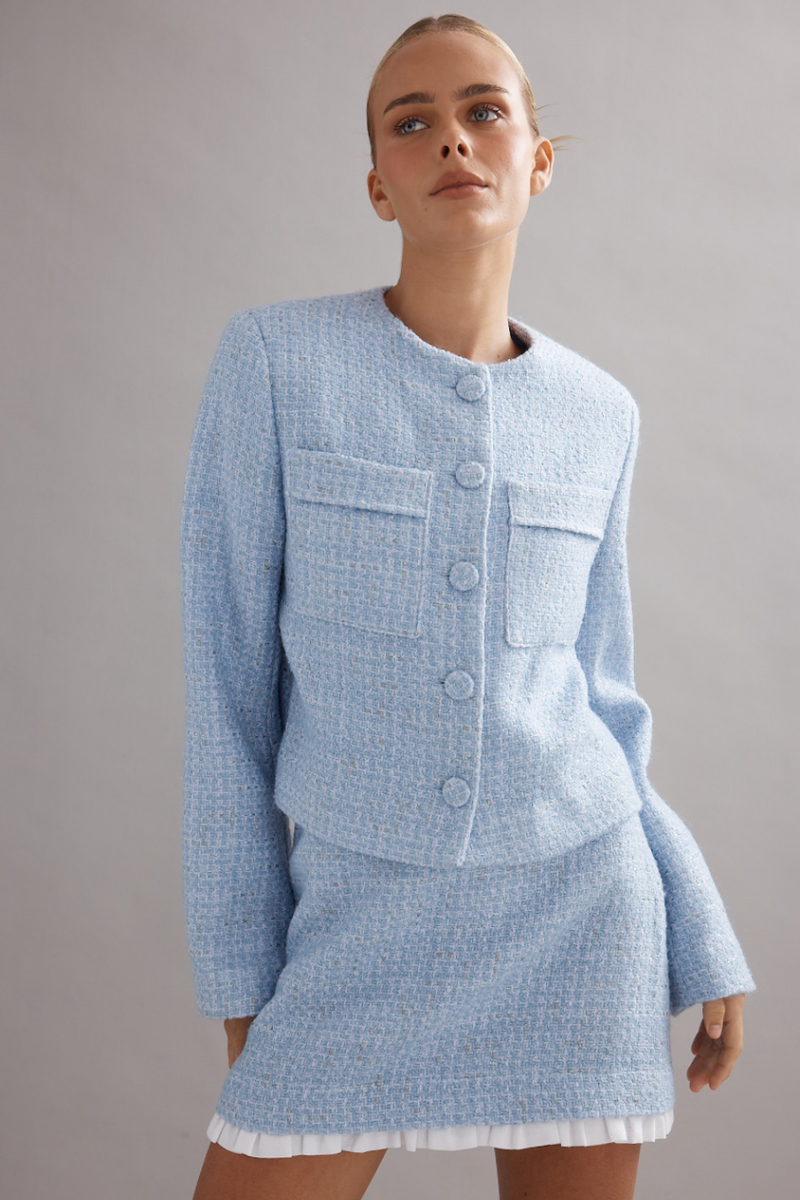 Frilly Birdy Skirt Blue Tweed