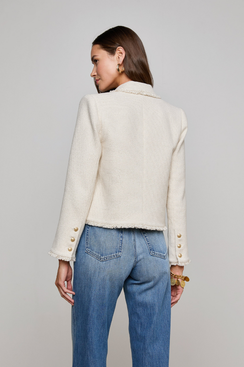 Sylvia Collared Jacket Ivory/ Light Gold