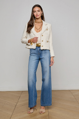 Sylvia Collared Jacket Ivory/ Light Gold
