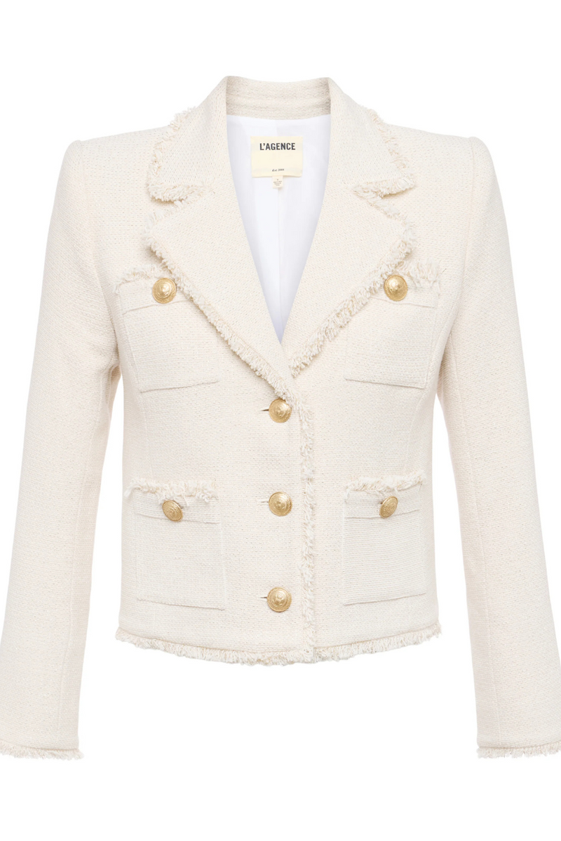 Sylvia Collared Jacket Ivory/ Light Gold