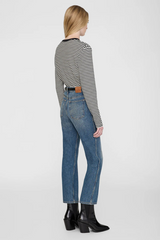 Alessia Long Sleeve Tee Cream And Black Stripe