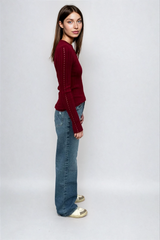 Sara Long Sleeve Rib Top Cherry