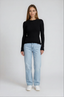 Sara Long Sleeve Rib Top Black