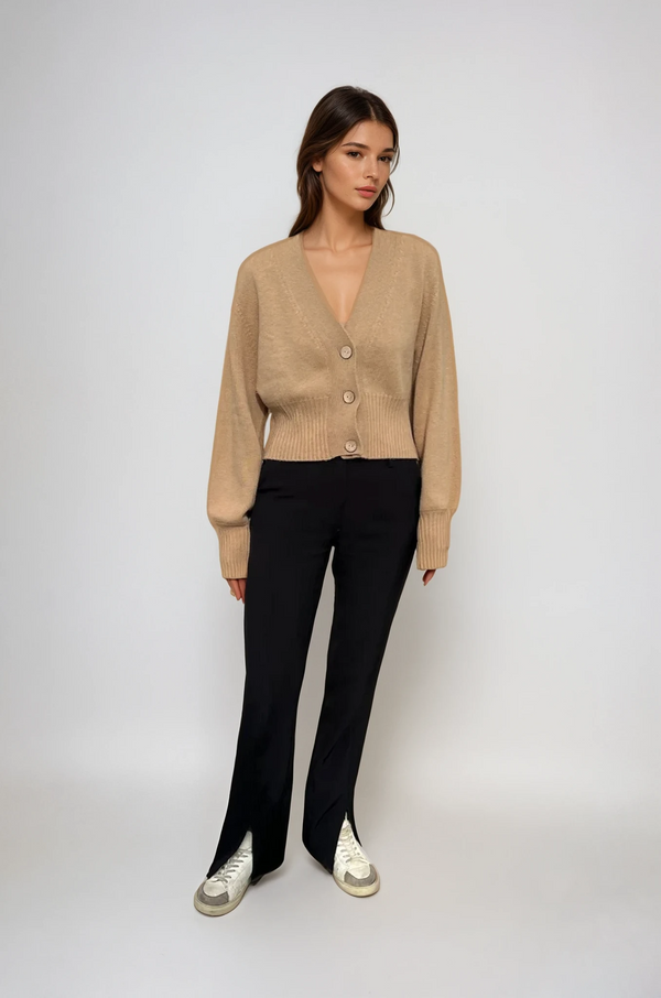 Bec Cashmere Knit Cardigan Tan