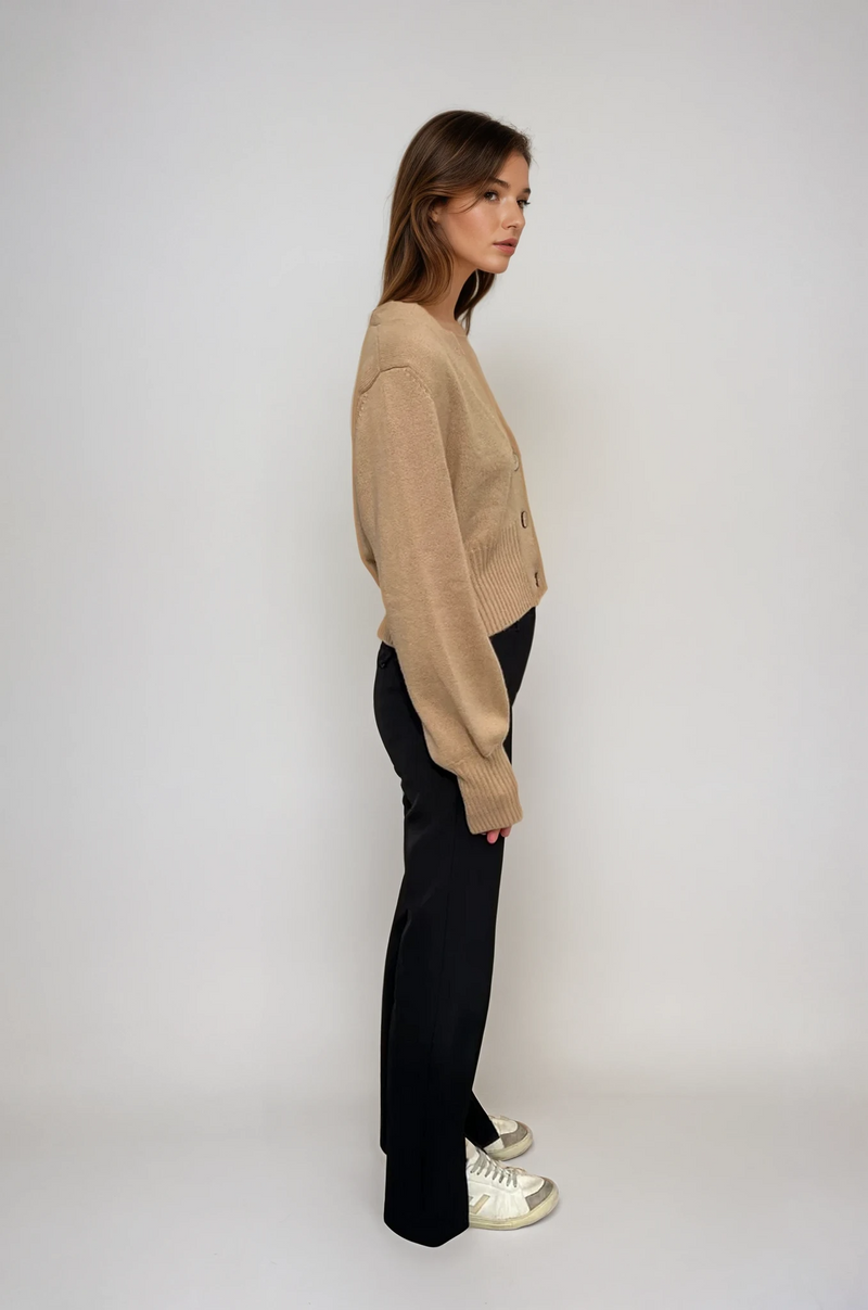 Bec Cashmere Knit Cardigan Tan