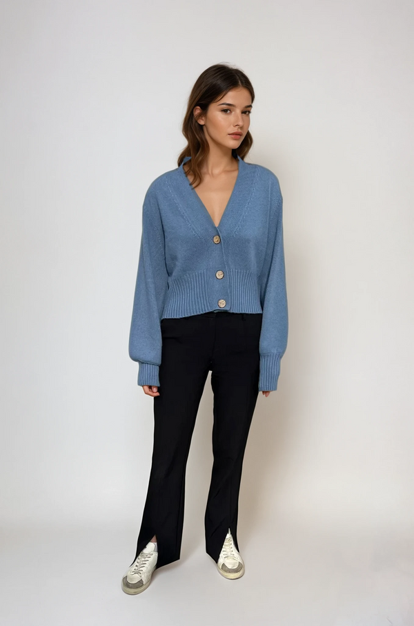 Bec Cashmere Knit Cardigan Infinity Blue