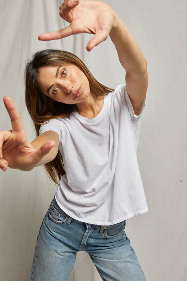 Harley Cotton Boxy Crew Tee White