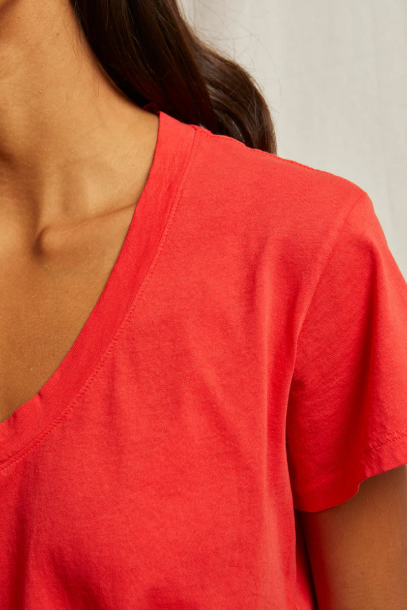 Hendrix Cotton Boxy V Neck Poppy Red