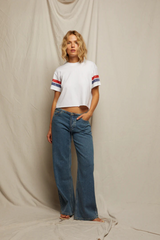 Lexi Cotton Crew Tee White Poppy/ Navy Stripe