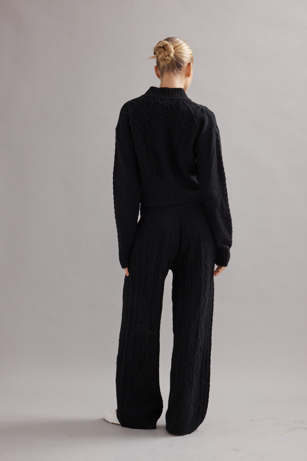 Cable Knit Cardigan Black