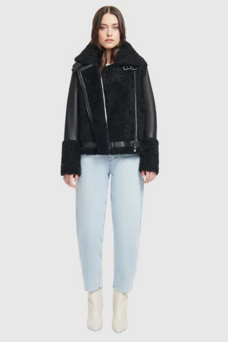 Soul Jacket Curly Shearling Jet Nappa