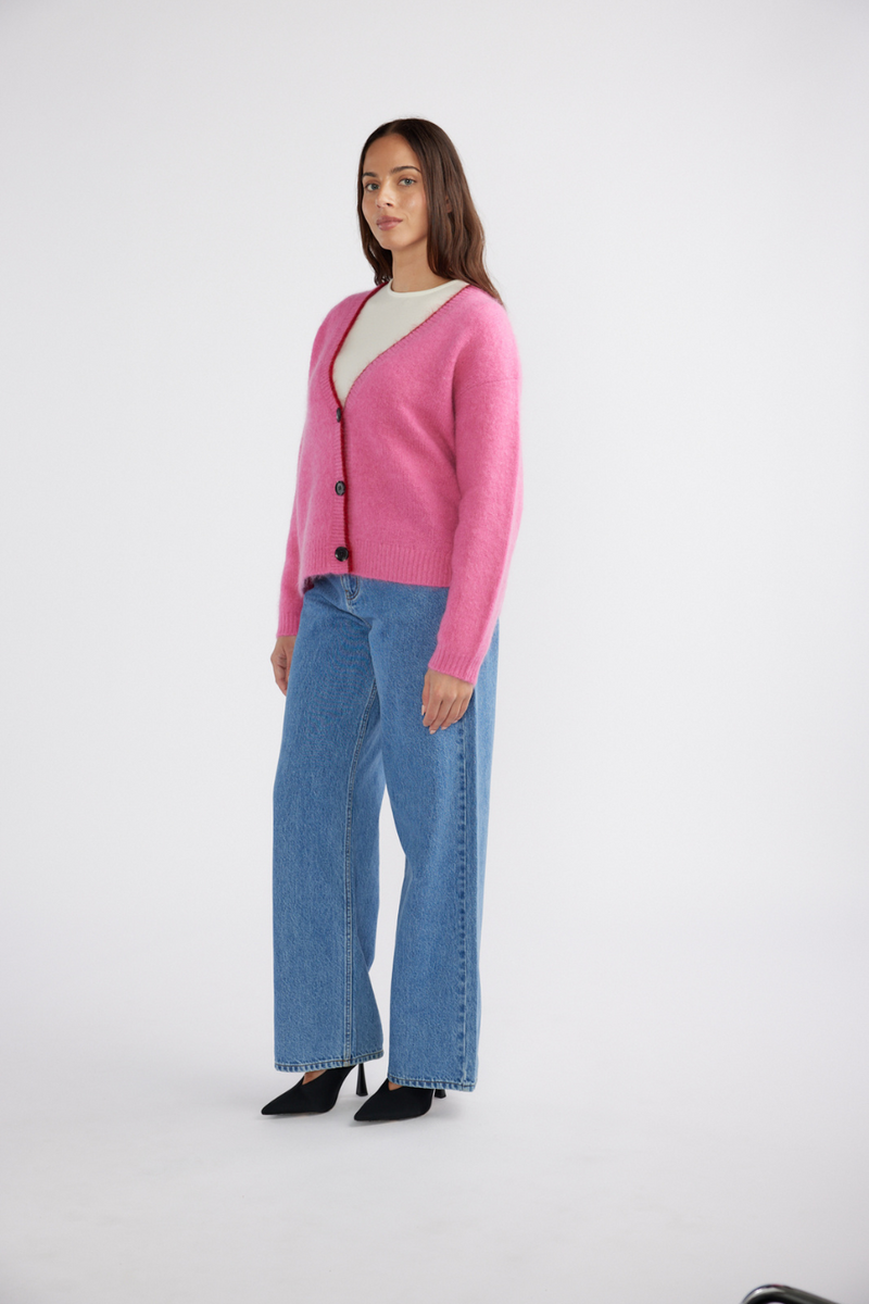 Noah Knit Cardigan Pink Punch
