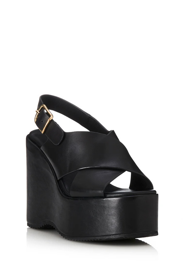 Ophelia Wedge Black / Black Leather