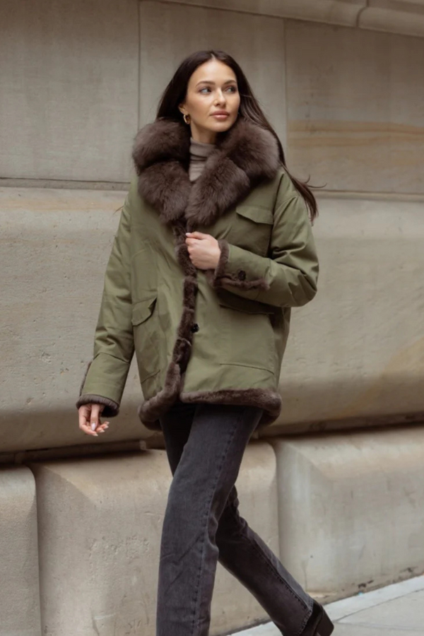 Reversible Cotton/ Fox Coat Army