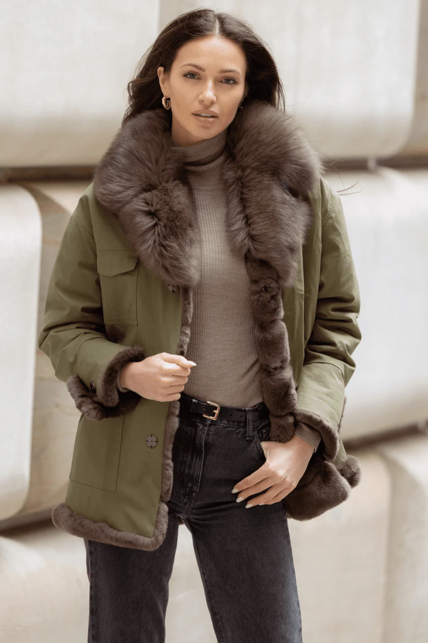 Reversible Cotton/ Fox Coat Army