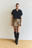 Pleated Mini Skirt Khaki