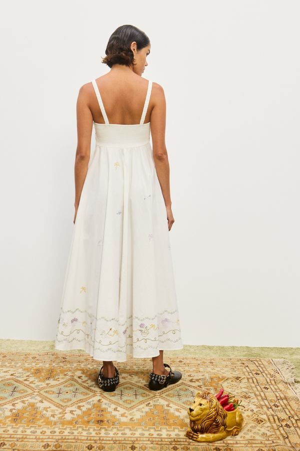 Giulia Embroidered Sundress Cream