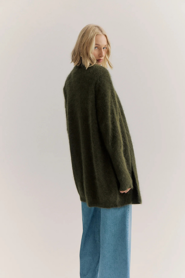 Sophia Open Cashmere Cardigan Moss