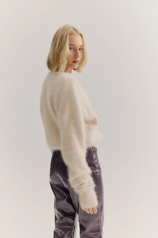 Frankie Cashmere Crew Neck Cardigan Oatmeal
