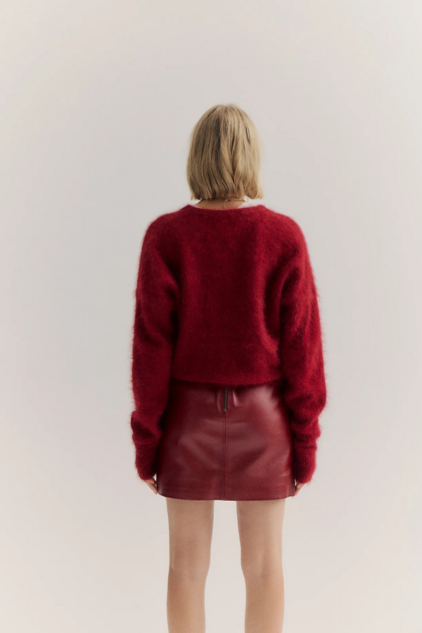 Frankie Cashmere Crew Neck Cardigan Merlot