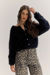 Frankie Cashmere Crew Neck Cardigan Black