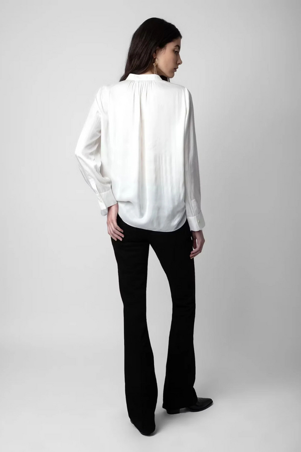 Tink Satin Blouse Blanc