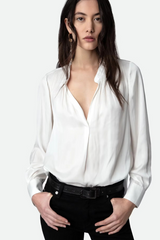 Tink Satin Blouse Blanc
